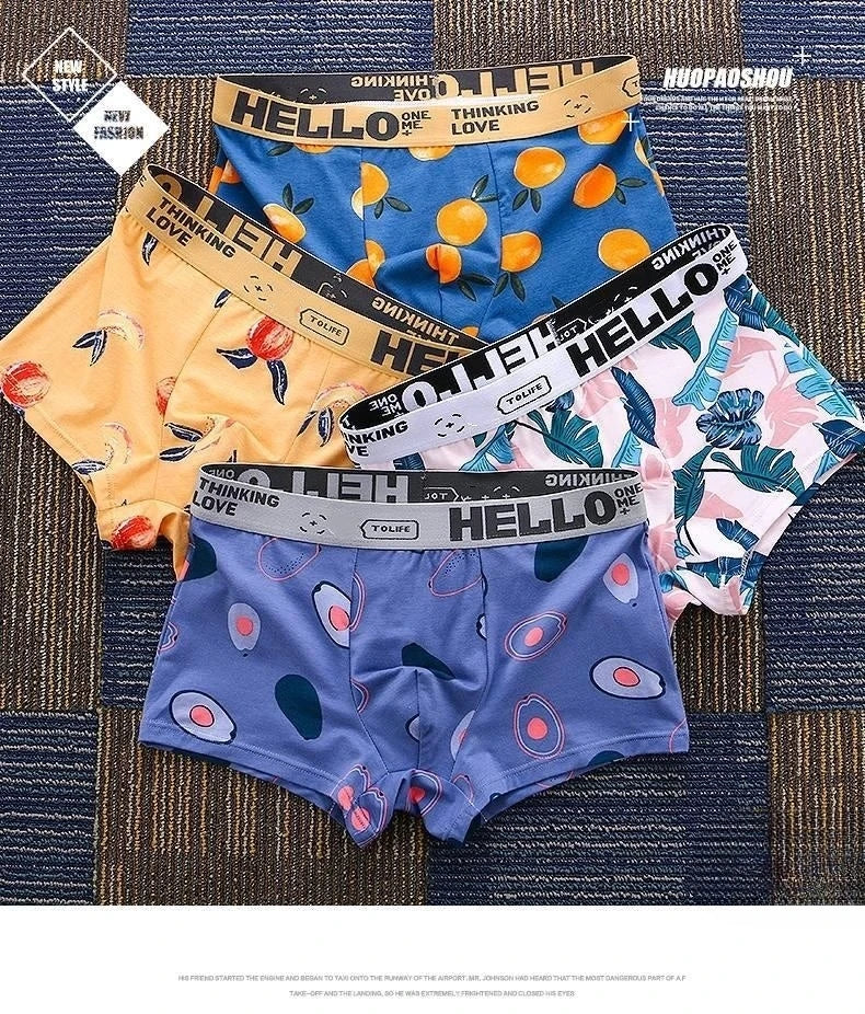 Boxers with Cartoon Fruit Pattern