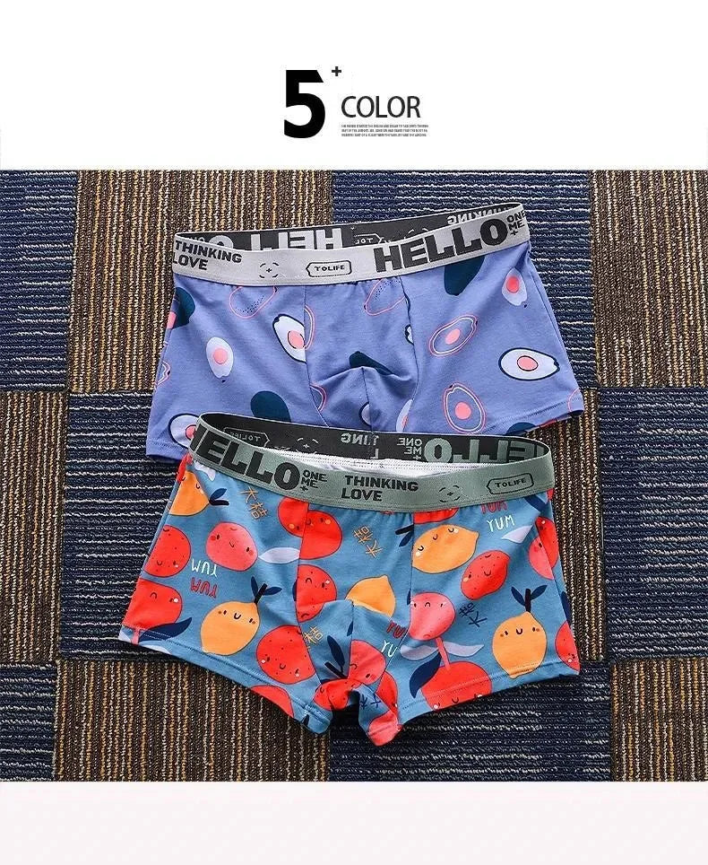 Cartoon Boxer Shorts with Fruit Design