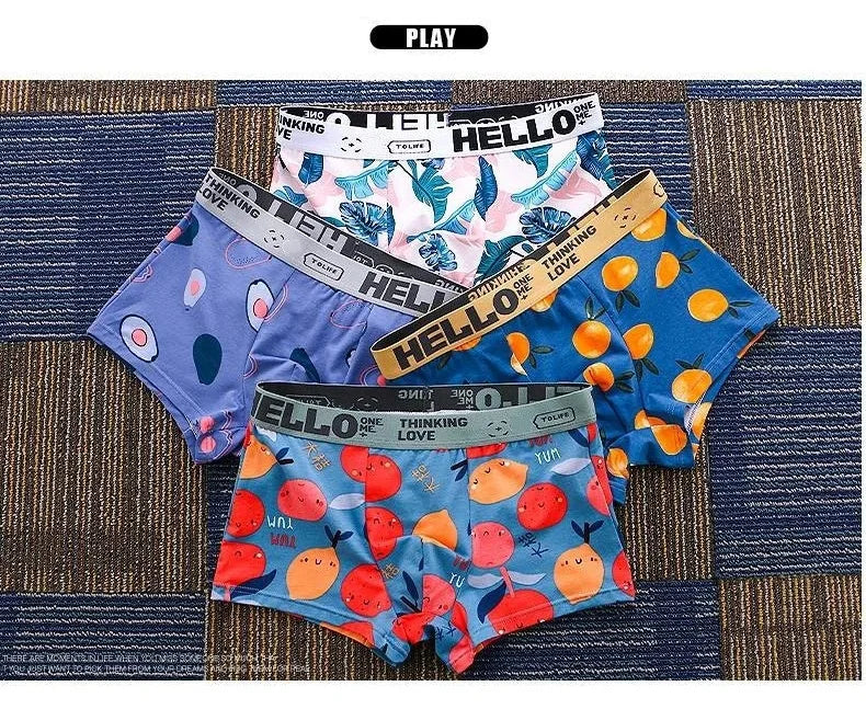 Playful Boxer Shorts with Fruit Print